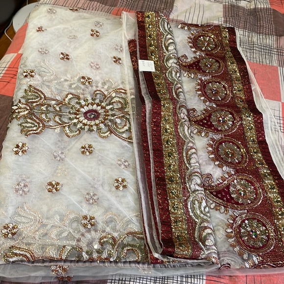 Indian Wedding Party net Heavy glitter & resham Embroidery Saree for Woman! - Picture 14 of 14